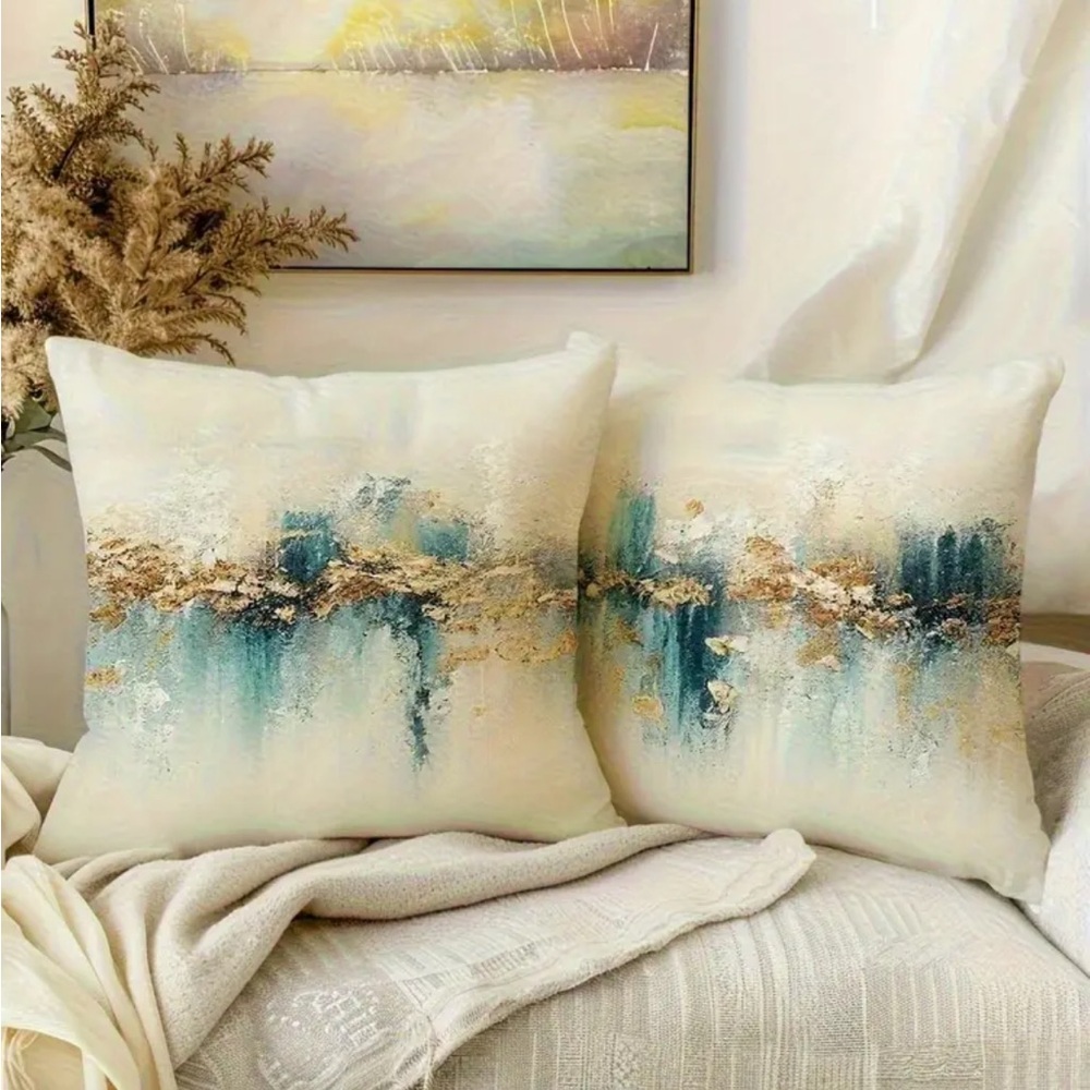 2 Boho Style Abstract Art Throw Pillows - Picture 5 of 8